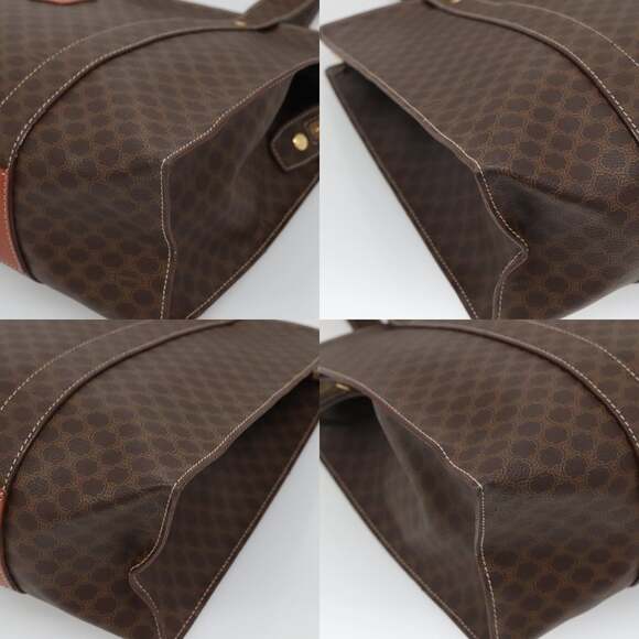 CELINE Macadam Canvas Tote Bag Pvc Leather Brown Gold - Picture 10 of 12